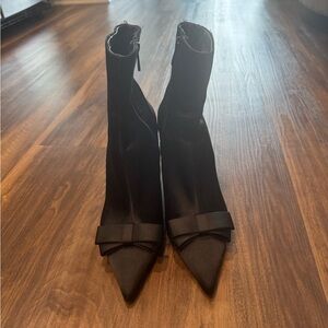 Zara Black Satin Ankle Booties
